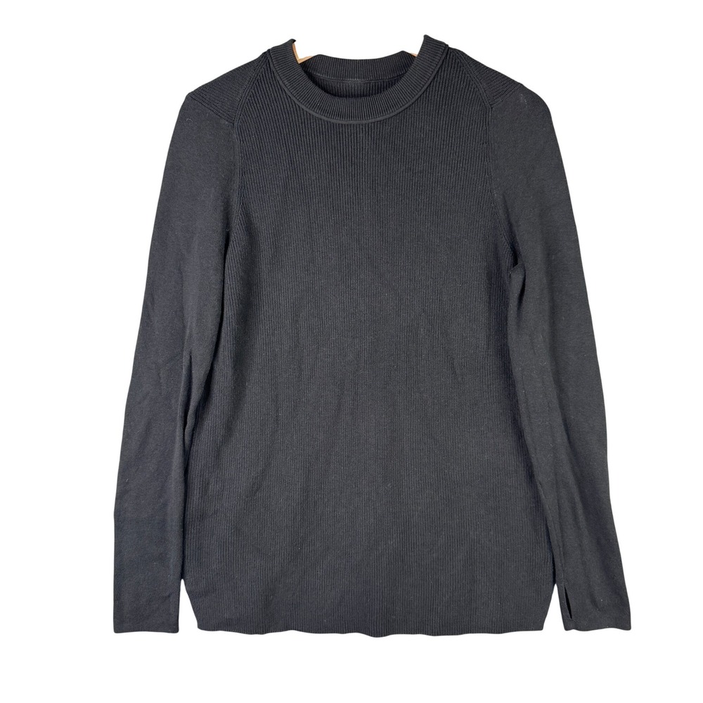Lululemon Warmth Restore Sweater Black Ribbed Knit Crew Neck Thumbholes